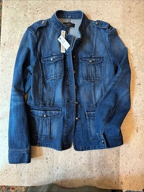 Talbots Indigo Stretch Denim Military-Style Jacket